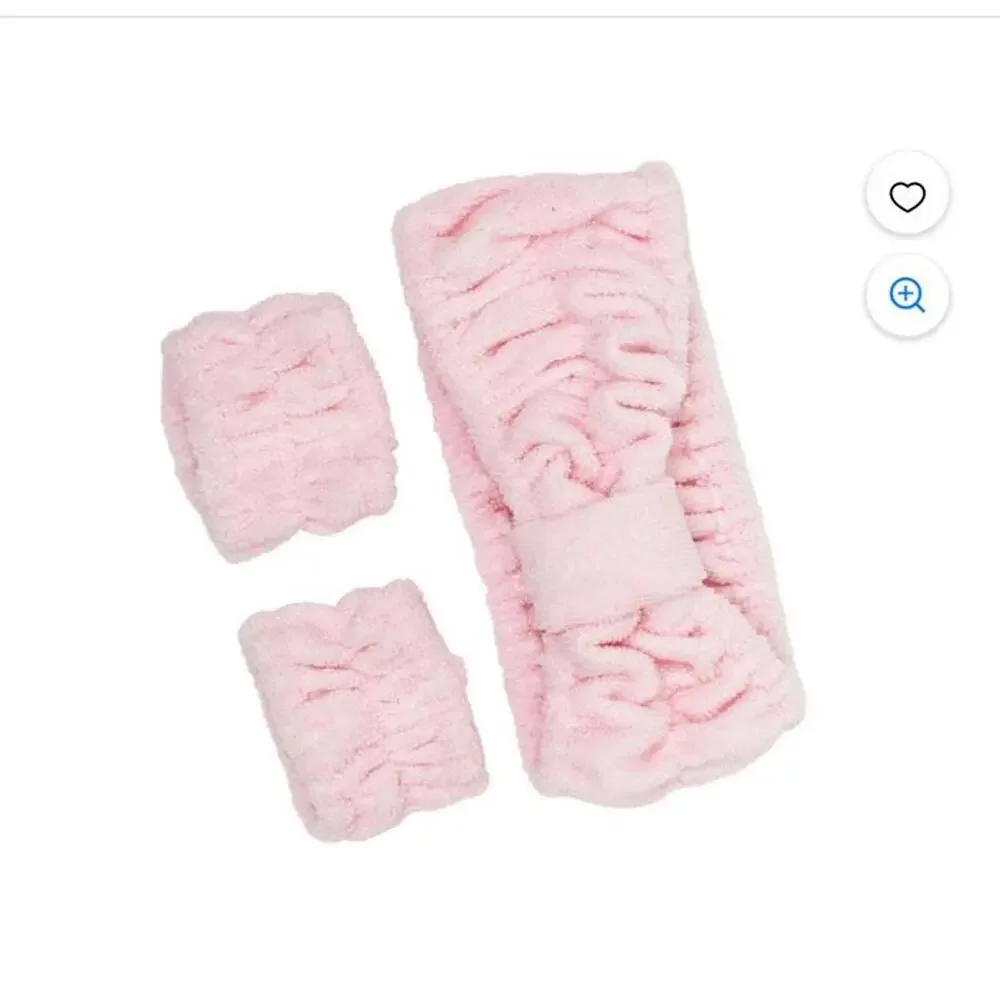 Conair 3 pc Face Washing Headwrap & Cuffs Set - Pink - Picture 2 of 2